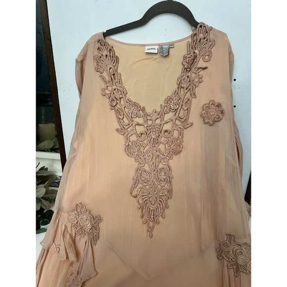 Together Peach Boho Maxi Dress Size 16 Tiered Ruffle  Flowy Floral Downton.   Z - Picture 6 of 8